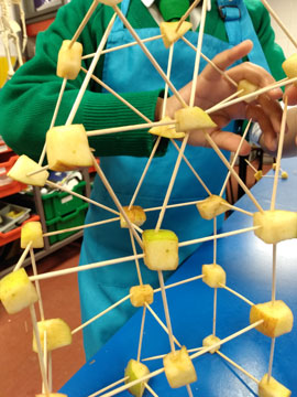 children making stick framework with apple joints