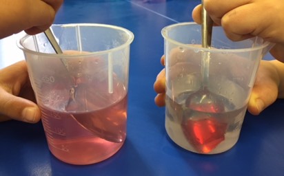 Jelly dissolving in two cups